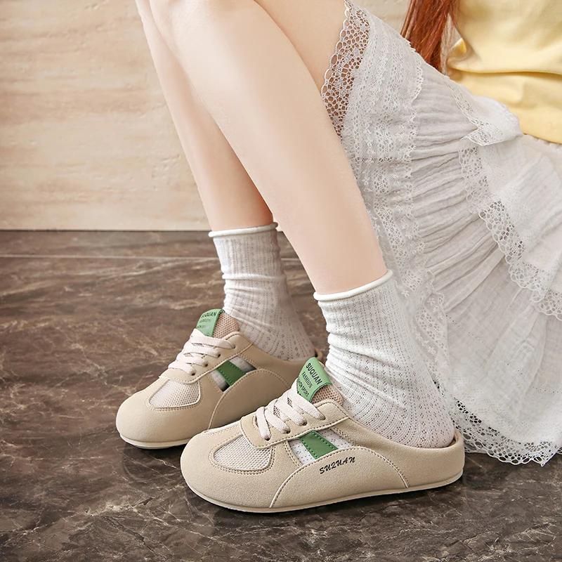 Модная женская обувь 2025 Бренд Закрытый носок Женские тапочки Модные уличные На шнуровке Сетка Новинка Бестселлер Удобная Повседневная обувьzapatos