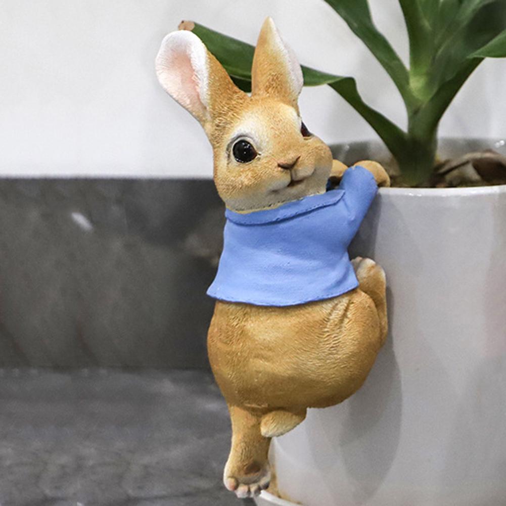 Cute Rabbit Creative Sculpture Garden Supplies Resin Figurine Decoration Craft Handicraft Waterproof for Outdoor Indoor Yard