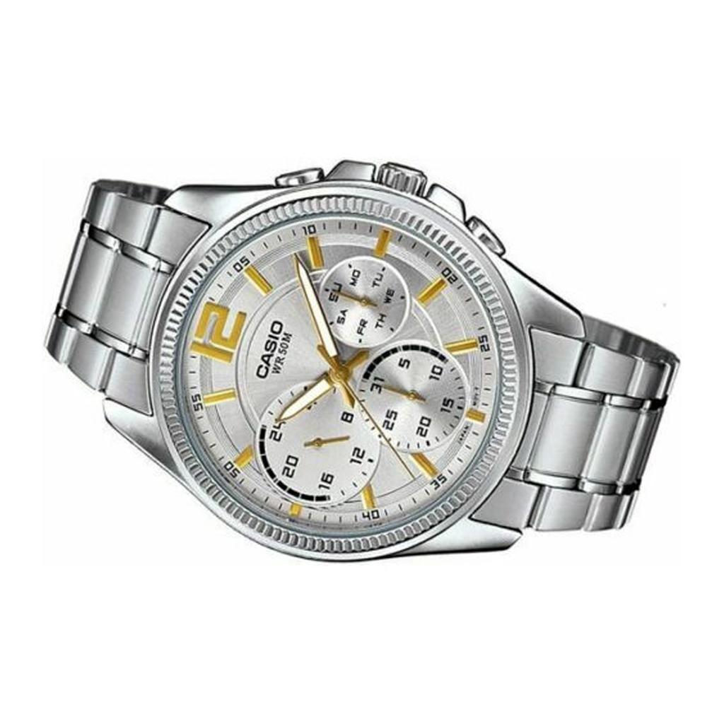 Casio Standard Series Minimalist Fashion Trend Business Casual Classic Three Subdials Waterproof Quartz Watch Men watches Silver MTP-E305D-7AVDF
