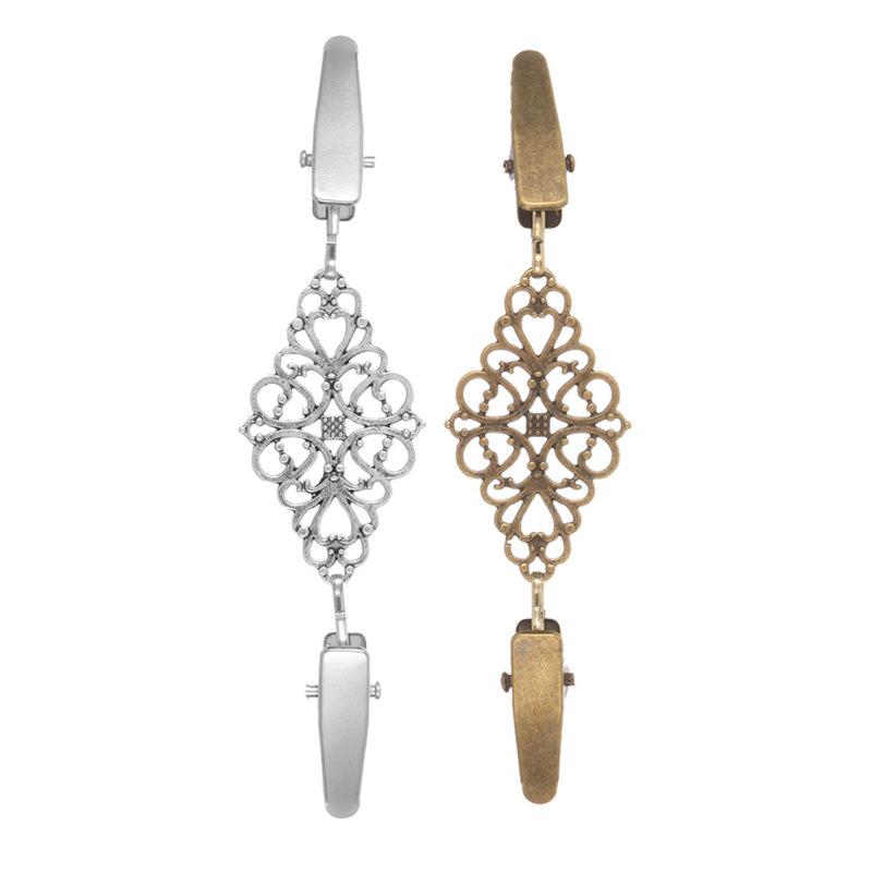 Retro Sweater Clips Fasteners Flower Pattern Cardigan Dress Shirts Collar Brooch Back Cinch Clip For Women Girls