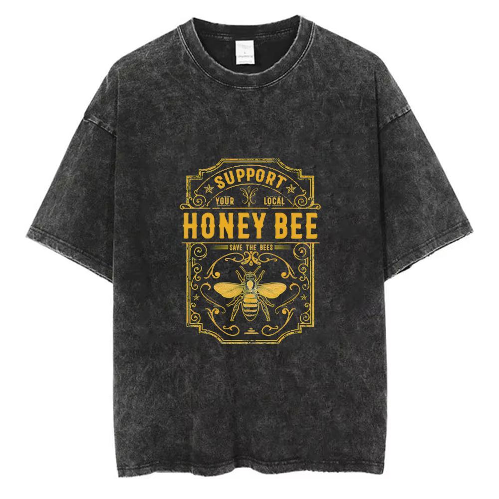 Bee Sunflower Floral Graphic T Shirt Vintage Washed Aesthetic Daisy Tee Women Nature Lover Cottagecore Casual Gift Top Harajuku