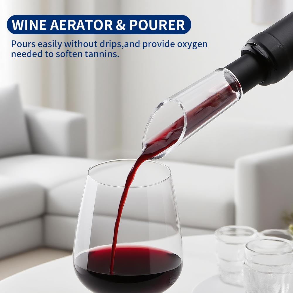 4-in-1 Electric Bottle Wine Opener Set USB Rechargeable Electric Automatic Corkscrew Wine Opener Set Wine Stopper, Wine Pourer