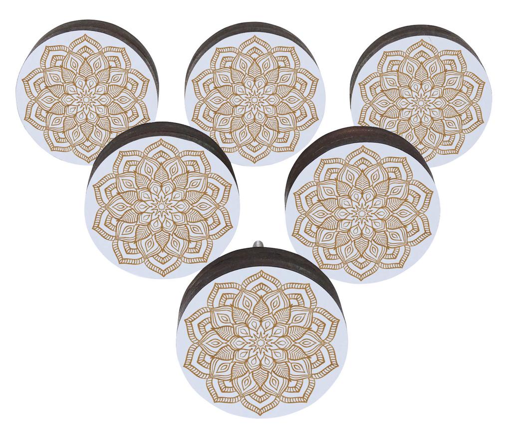 IBA Indianbeautifulart Brown Engraved Knobs Pack of 10 Wooden Wardrobe Door Knobs Drawer
