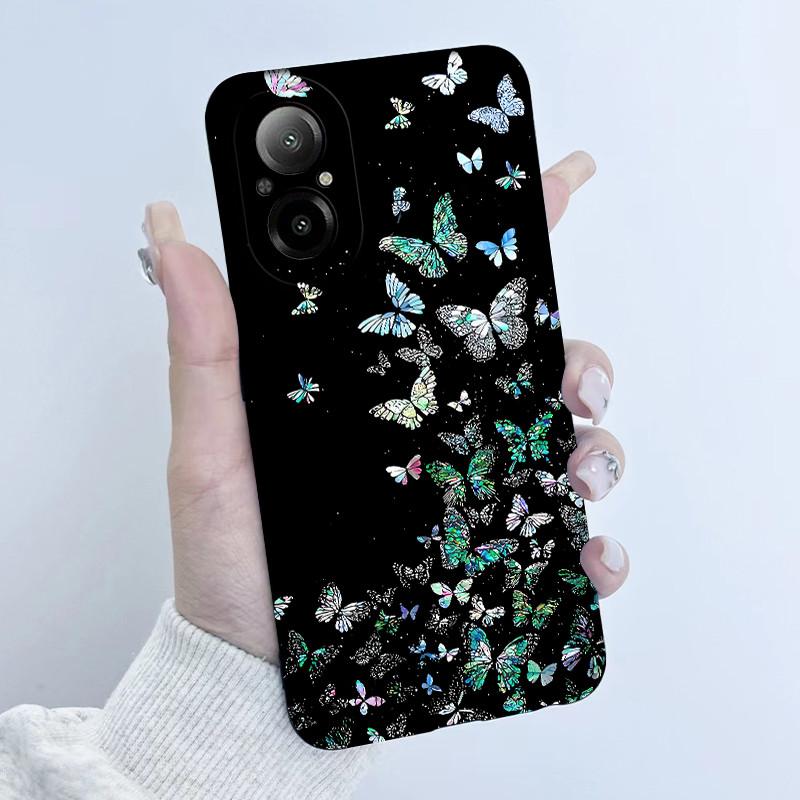 For Realme C67 4G RMX3890 Phone Case Butterfly Flower Girl New Design Soft Silicone TPU Back Housing for Oppo RealmeC67 Covers