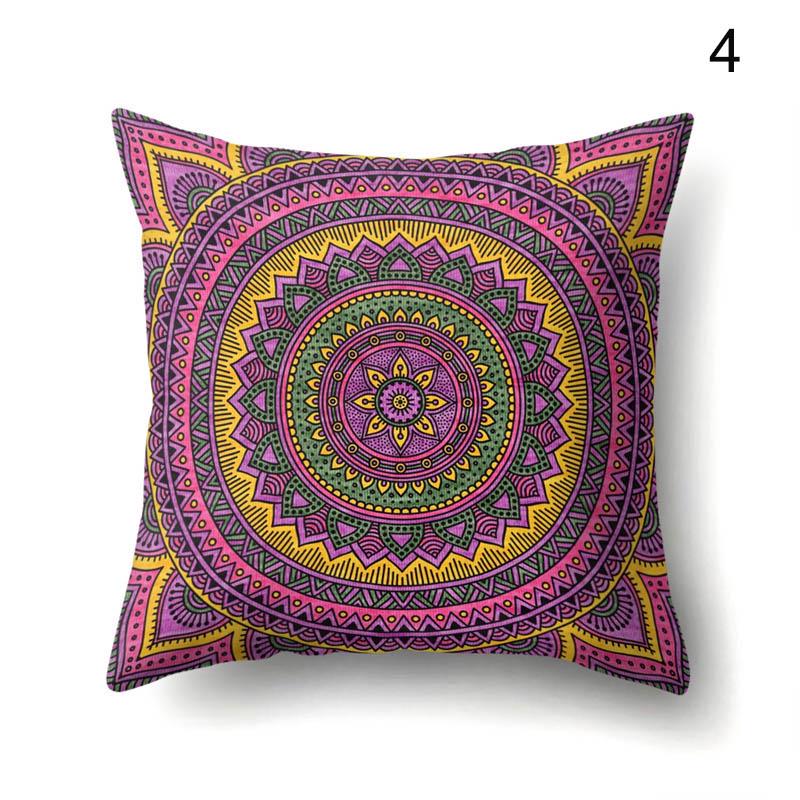 45x45cm Bohemian Cushion Cover Mandala Floral Pattern Peach Pillow Cover for Car Seat Sofa Library Pillow Cover