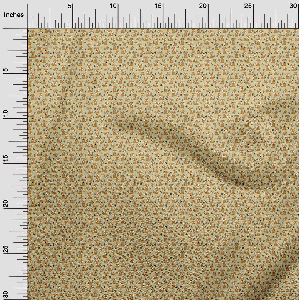 oneOone Cotton Flex Beige Fabric Kids Animal Sewing Material Print Fabric By The Yard 40 Inch