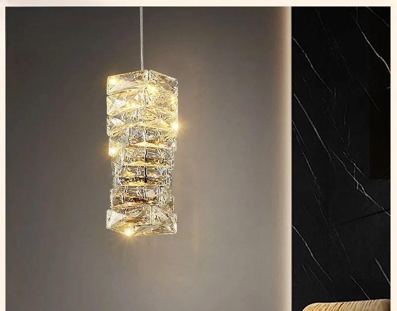 Современные прозрачные хрустальные светодиодные подвесные светильники для столовой, бара, магазина, прикроватная хромированная металлическая нить, регулируемая красивая подвесная лампа