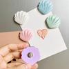 5PCS Shiny Shell Refrigerator Magnet Resin Material 3D Shell Creative Refrigerator Sticker Decoration Sticky Notes