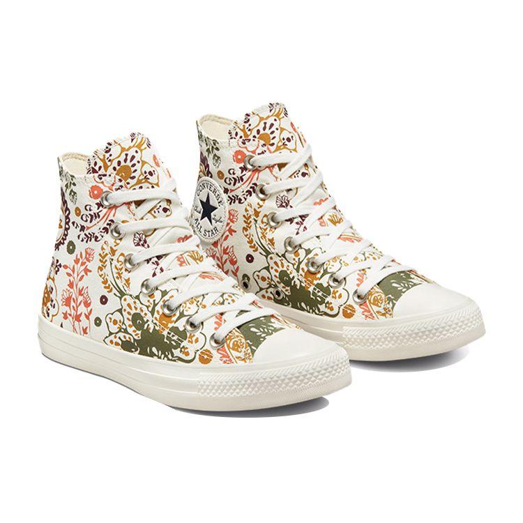 Converse Chuck Taylor All Star Высокие осенние женские кроссовки с цветочным принтом Кремовые Egret Field-Surplus 572543C