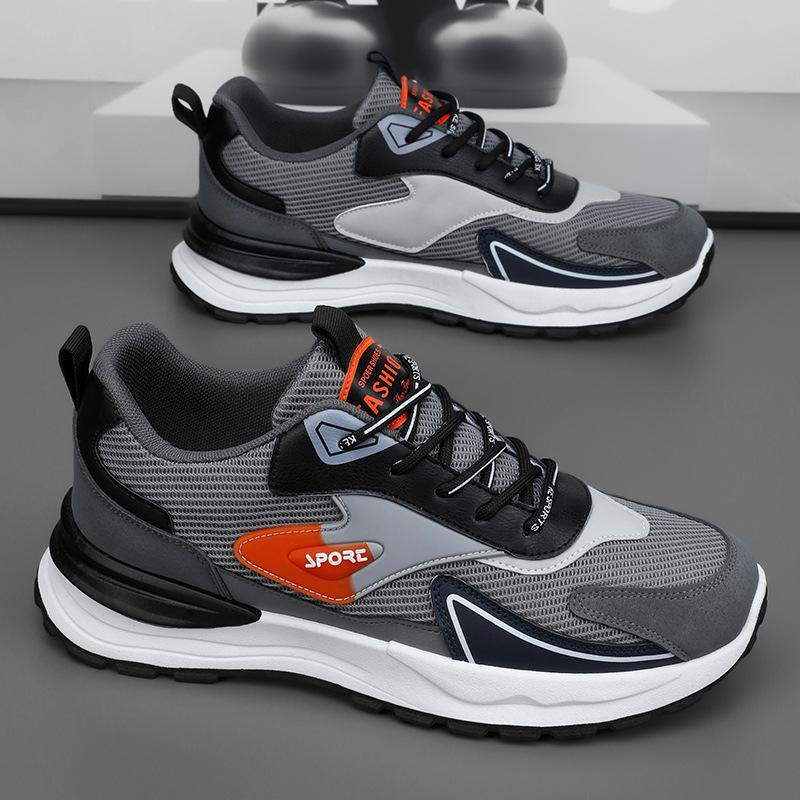 Autumn Men's Shoes New Breathable Mesh Sneakers Men's Korean Version Trendy Versatile Platform Casual Running Dad Shoes