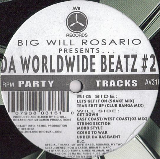 12-дюймовая пластинка BIG WILL ROSARIO - Da Worldwide Beatz #2 AV316 AV8 2003 US Rap & Hip-Hop/R&B Б/у
