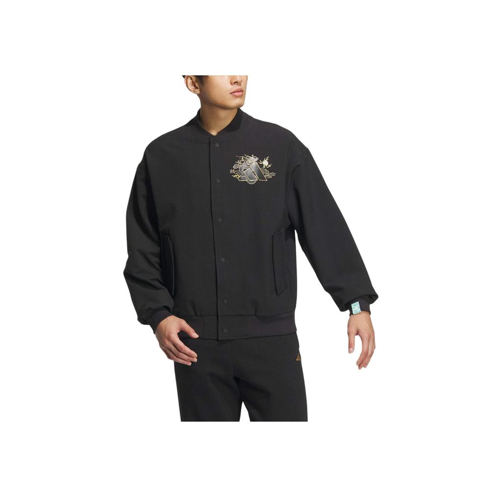 adidas Куртка серии Originals FW23 Dragon Year CNY с логотипом дракона, верхняя одежда унисекс, черная JE3501
