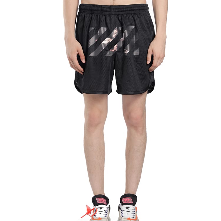 OFF WHITE Шорты-сетка с принтом Караваджо и стрелами OMCI005S201010041088