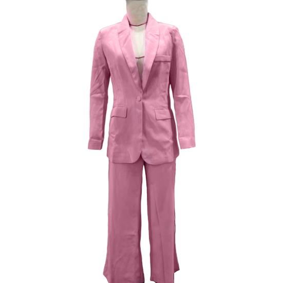 2 шт./компл. женский офисный наряд с лацканами, длинный рукав, одна пуговица, пиджак, высокая талия, длинные брюки, комплект деловой рабочей одежды