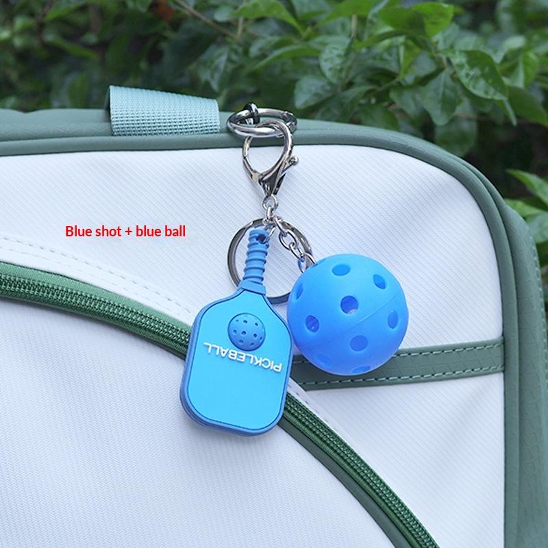 Pickleball Racket Metal Keychain Creative Sports Lovers Gift Colorful Hollow Golf Ball Bag Decoration