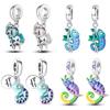 Fit S925 Original Bracelets Fashion S925 Silver Color Chameleon Ladybird Change Color Charms Beads Fine DIY Jewelry Gifts