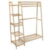 Вешалка стойка для одежды Supretto напольная бамбуковая с полками (9168)