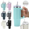 40oz Straw Double-Layer Insulated Cup with Handle Travel Vacuum Flask Stainless Steel Vacuum Thermal Insulated Mug for Women Men