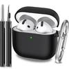 Чехол для AirPods 4-го поколения 2024, Мягкий силикон военного класса, Амортизирующий, для чехла AirPods 4 с брелоком и Clear