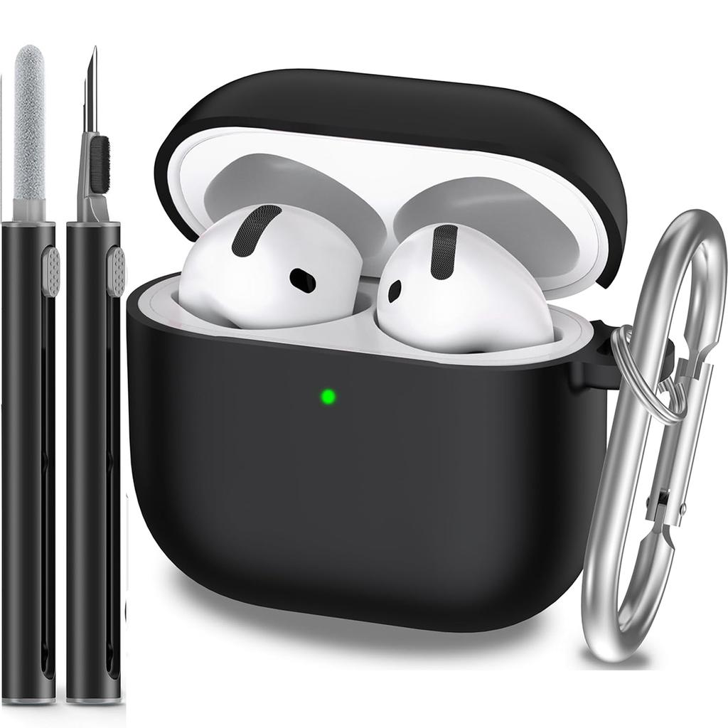 Чехол для AirPods 4-го поколения 2024, Мягкий силикон военного класса, Амортизирующий, для чехла AirPods 4 с брелоком и Clear