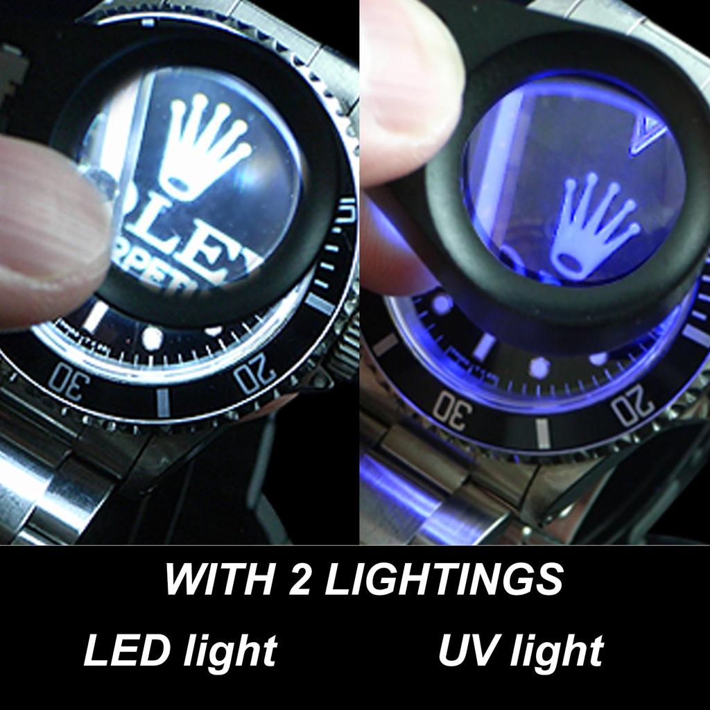 GAIN EXPRESS Складная 20-кратная увеличительная 20x триплетная ювелирная лупа со светодиодной и УФ-подсветкой для и оценки ювелирных изделий стекло, 21 мм, увеличение, линза,