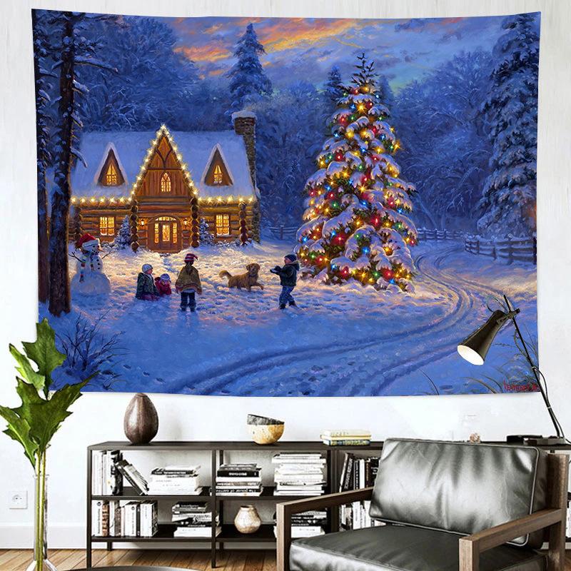 Рождественский гобелен для домашнего декора, новогодний Санта-Клаус, украшение комнаты, фоновая ткань, большой размер, гобелен, настенная ткань