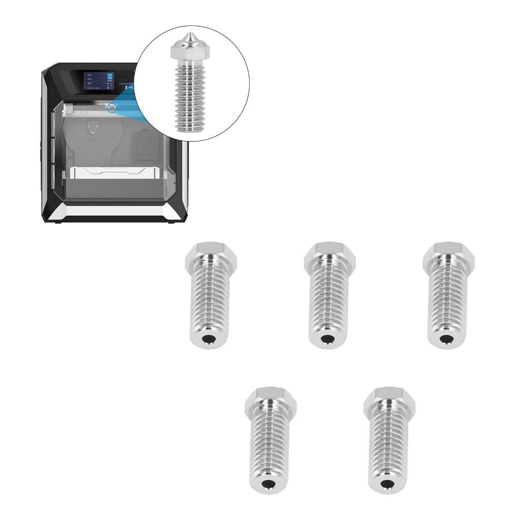 5Pcs 0.4mm Diameter 3D Printer Nozzles Set Stainless Steel M6 Nozzle Set Hotend Replacement