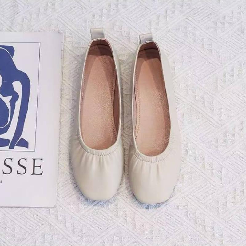 Модная обувь для женщин Мокасины Белые женские балетки Квадратный носок Роскошная кожа Повседневные Новинки Предложение Дешевая Ликвидация Роскошный Бренд