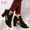 2025 Spring and Summer New Fish Mouth High Heel Sandals Fashion Large Size Thick Heel Women's Sandals