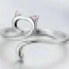 Japanese Korean Style Hollow Cat Ring - Adjustable Drip Oil Design for Students
