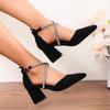 Trend 2024 New Summer Women's Sexy Square Heels Heels Women's Trend Pointy Toe Party Shoes Black Pumps Shoe Heel Sandals
