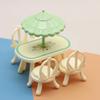 Playing House Mini Furniture Dessert Shop Restaurant Outdoor Parasol Dining Table And Chairs Model Ornament Children'S Toy Gift