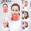 Women Scarf Thick Soft Warm Elastic Knitted Anti-slip Multifunctional Printed Lightweight Windproof Unisex Cycling Piled Neck Warmer Headband Hat