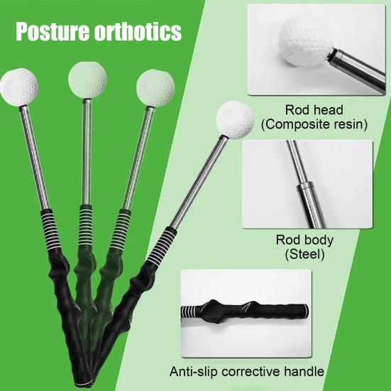 Retractable Golf Swing Training Aid Portable Grip Trainer with Click Feedback for Right And Left Handed Golfers Warm Up Stick