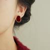 Big Winered Color Irregular Geometry Bean Stud Earrings for Women Ear Jewelry Accessory Girl Gift