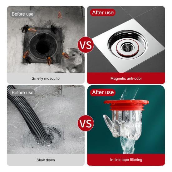 Сливной сердечник для пола с защитой от запаха, клапан защиты от перелива, легкий монтаж, уплотнение с магнитной левитацией, канализационный слив
