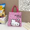 Сумка-тоут с принтом Hello Kitty Labubu из полиуретановой кожи для повседневного использования, большая вместимость