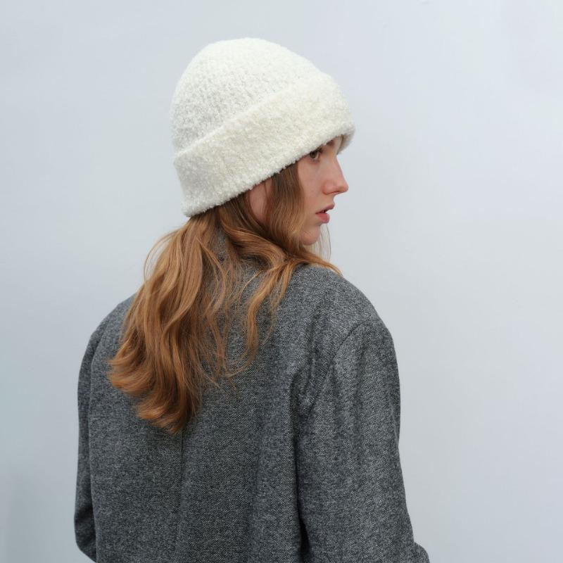 Autumn and Winter New Warm Face Small Simple Solid Color Texture Unisex Wool Circle Yarn Knitted Hat Tide