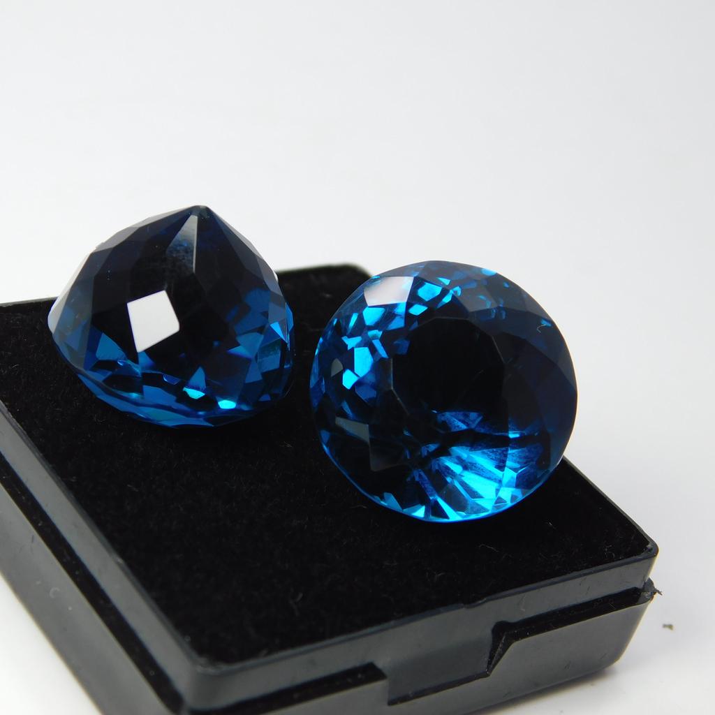 A+ CERTIFIED Blue Sapphire 55Ct Round Cut Loose Gemstone Pair for Jewelry Making