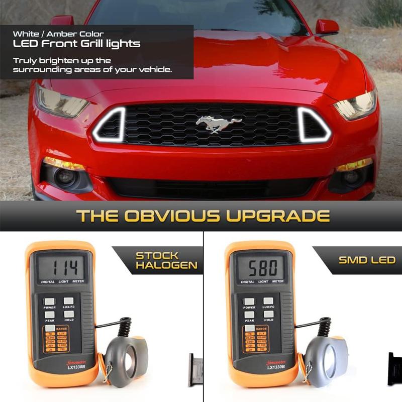 Светодиодная решетка переднего бампера, двухцветная, для Ford Mustang 2015 2016 2017