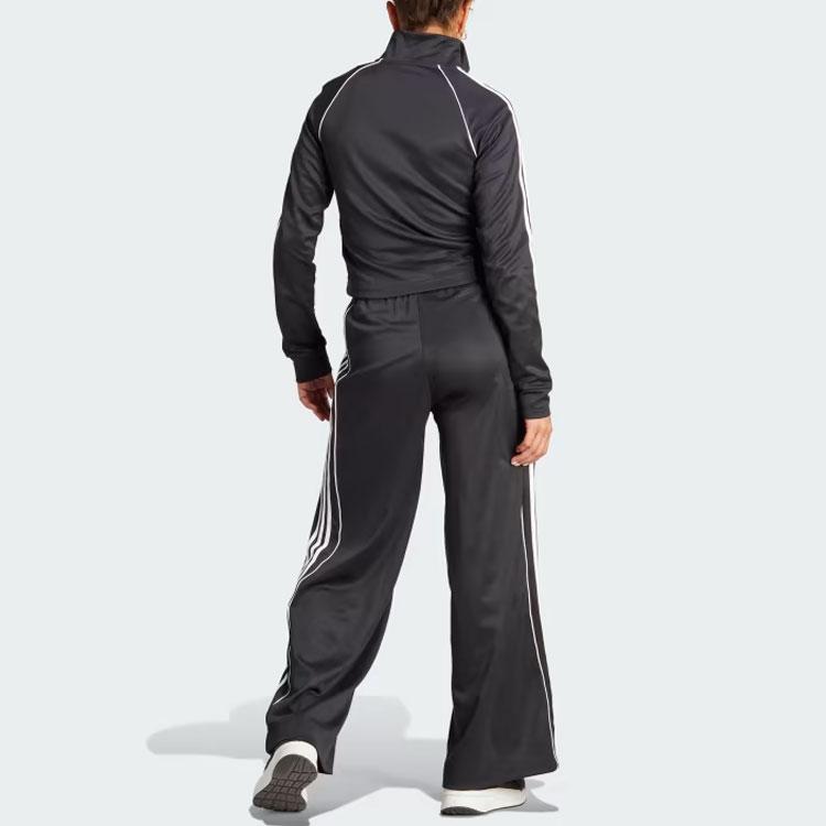 adidas Спортивный костюм Teamsport, полосатый, цветной, с воротником-стойкой и длинными брюками, повседневный спортивный комплект, женский спортивный костюм, черный IA3147