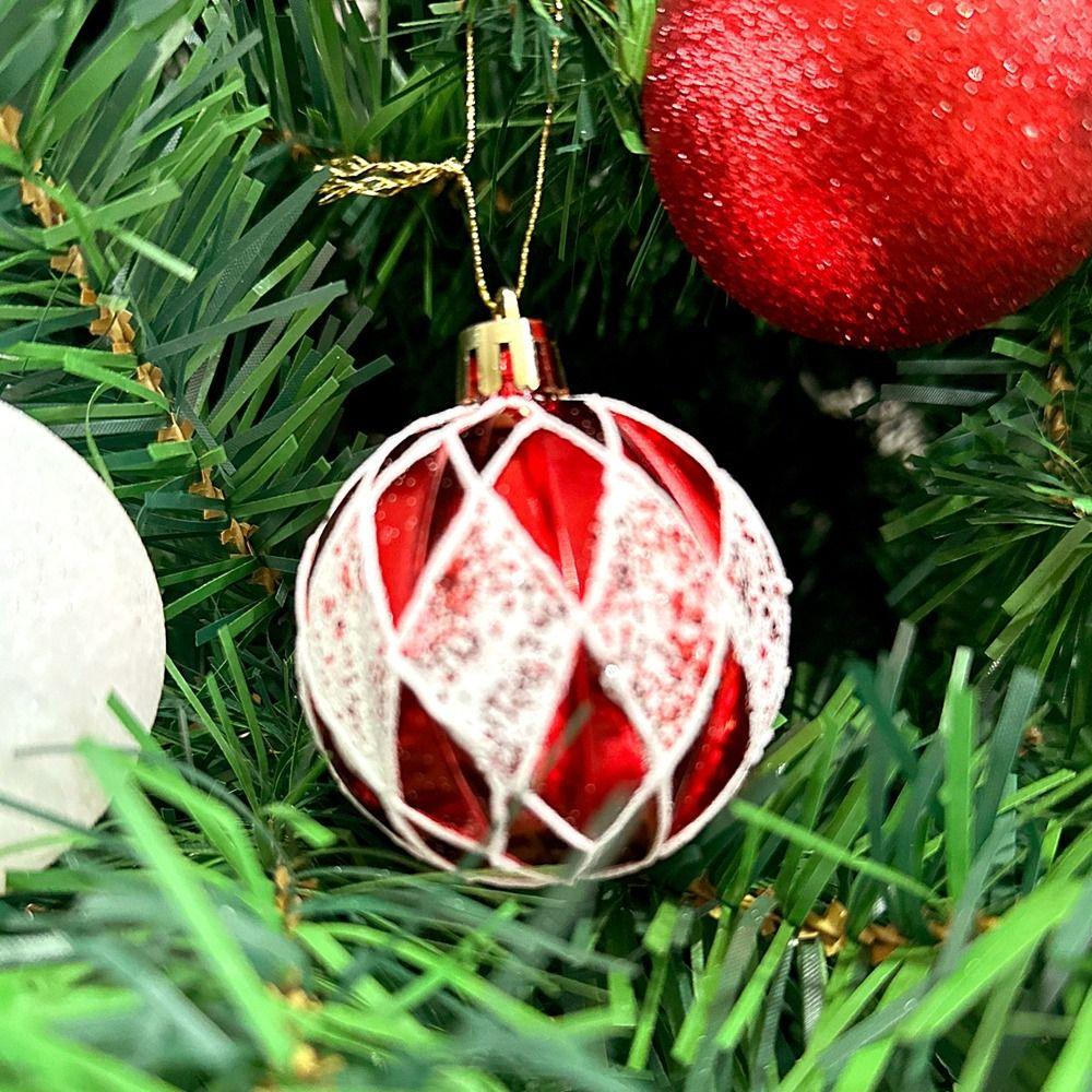 24Pcs/Box Plastic Christmas Colored Balls Electroplated Christmas Tree Hanging Pendant for Home
