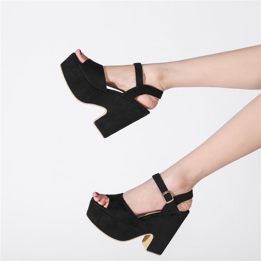Fashion Woman Sandals High Heels Female Platform Ankle Strap Buckle Ladies Flock Wedge Shoes 2025 Summer Dropshipping Sandalias De Mujer