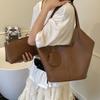 2025 New Lazy Style Soft Leather Tote Bag Women's Bag Fashionable Large Capacity Simple Casual Lychee Pattern Shoulder Bag
