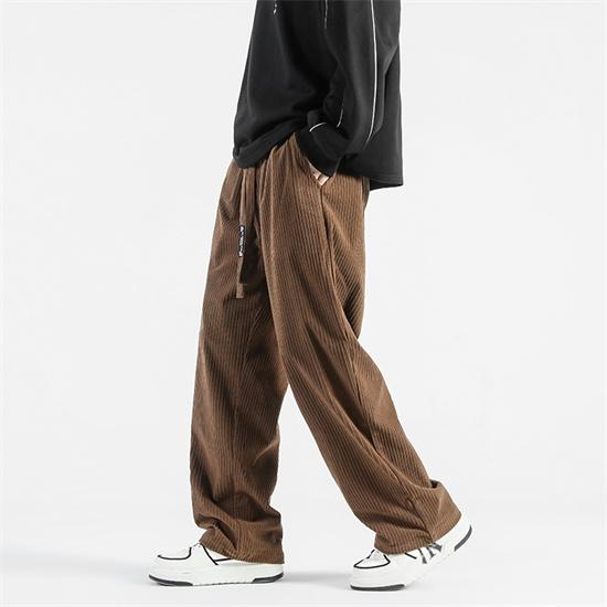 2024 Men Casual Pants Loose Corduroy Straight Pants Elastic Waist Sweatpants Fashion Streetwear Men Sports Jogger Trousers