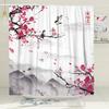unframed Pink Cherry Blossom Peach Blossoms Shower Curtain Set Flowers White Background Girl Bathroom Polyester Cloth Screen 12