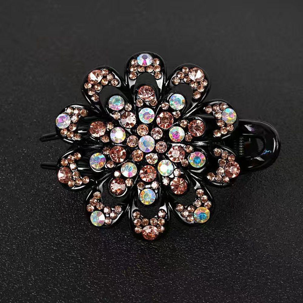 Hair Claw Rhinestone Duckbill Clip Korean Style Hairpin Flower Hair Clip Female Hair Accessories