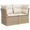 Sofa Set 5 pcs Beige and Cream White Poly Rattan and Steel