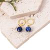 Lapis Lazuli Earrings Blue Stone Earrings  Smooth Round Simple Drops Beaded Goldtone Accents Designed for Adult Women and Teen Girls