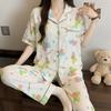 Pajamas women's summer wrinkled cloth short-sleeved trousers ins wind sweet love striped thin student loungewear
